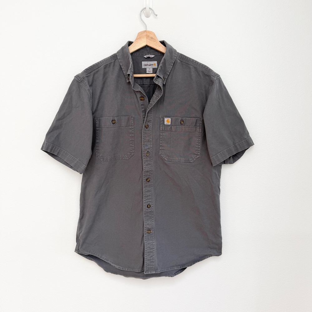 Carhartt Gray Short Sleeve Button-Down Work Shirt